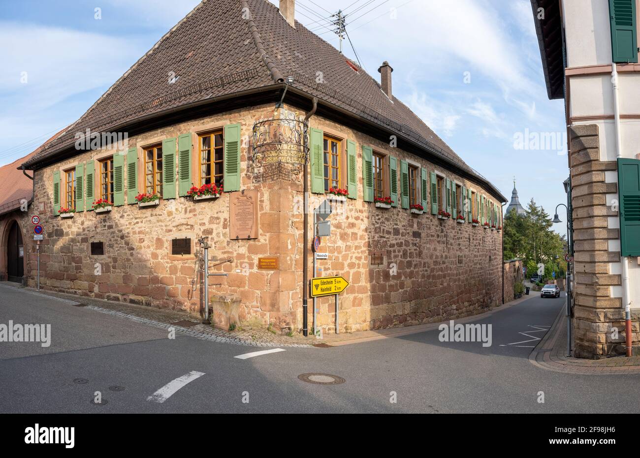 Allemagne, Rhénanie-Palatinat, Burrweiler, restaurant du vigneron Grafen von der Leyen. Banque D'Images