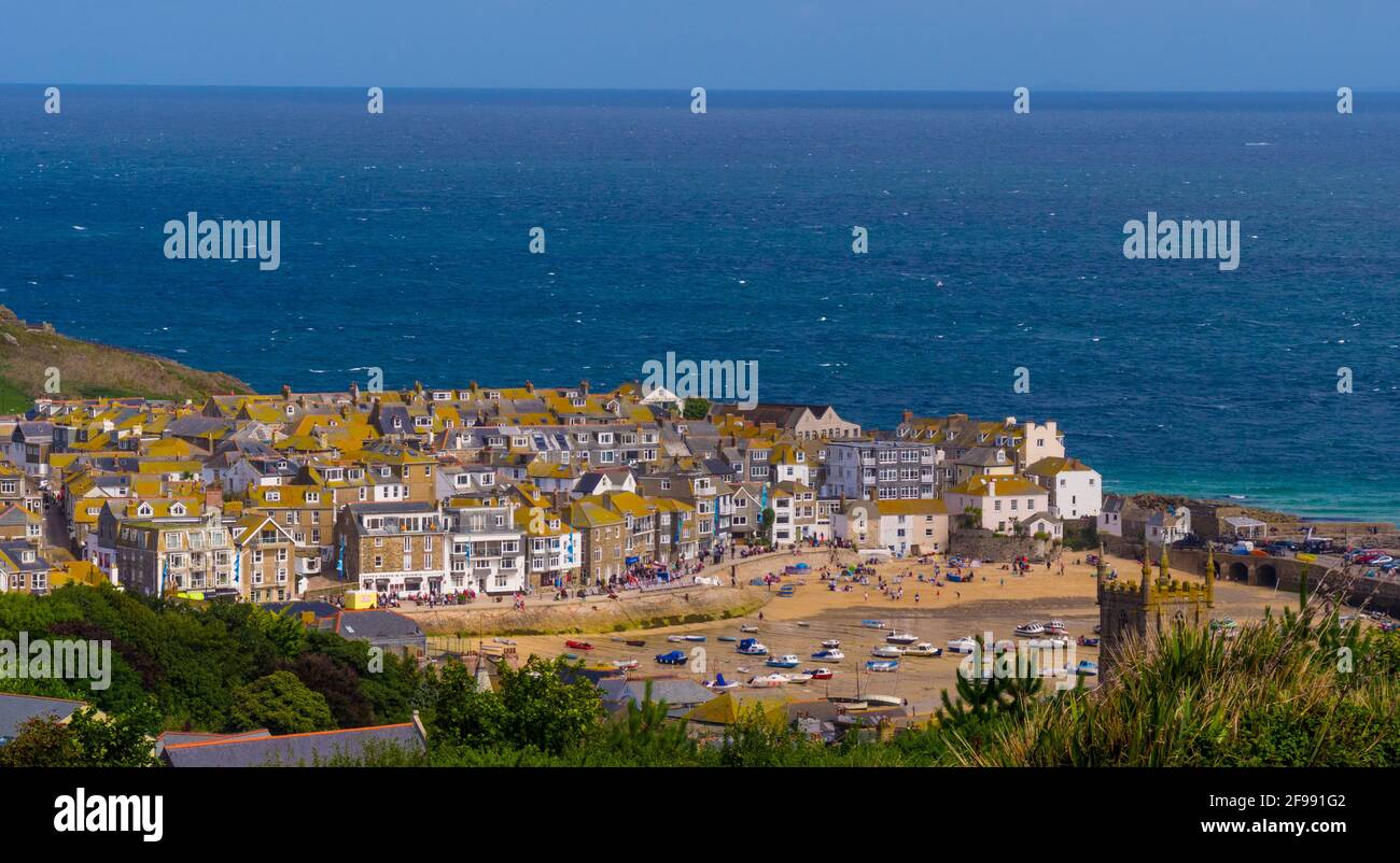 St Ives - une belle ville à la côte anglaise de Cornwall Banque D'Images