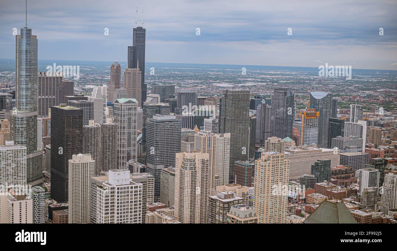 Les gratte-ciels de Chicago - vue aérienne - photographie de voyage Banque D'Images