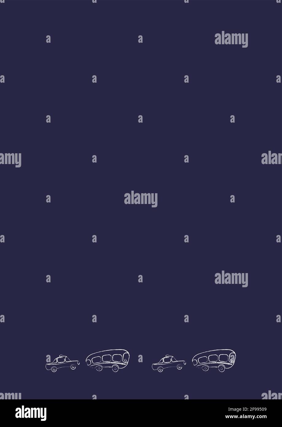 Transporter les cadres au format vertical A4 - bus et voiture. Voyages, tourisme, voyages, Go. Style, graphismes. Couverture de livre ou de bloc-notes, carte postale, affiche Illustration de Vecteur