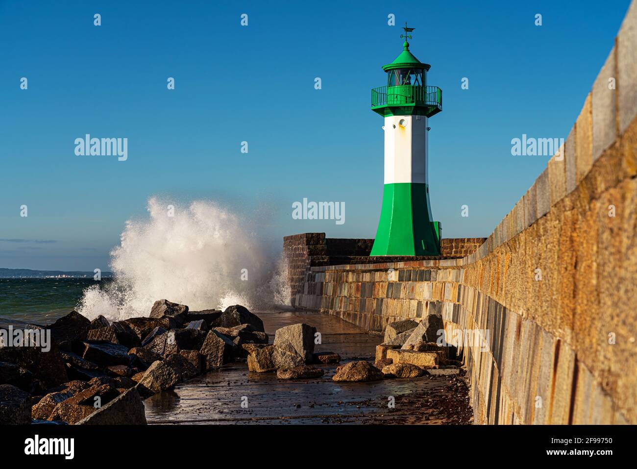 Pier Beacon, Sassnitz, île de Ruegen Banque D'Images