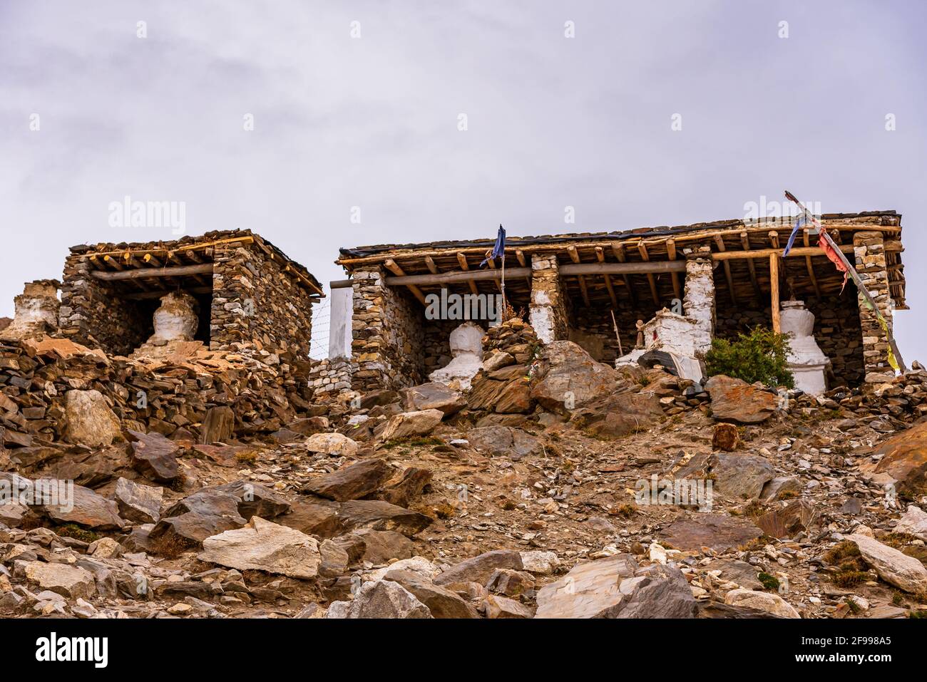 Budhist stupas ou Gompas au village de Nako, Kinnaur, Himachal Pradesh. Banque D'Images