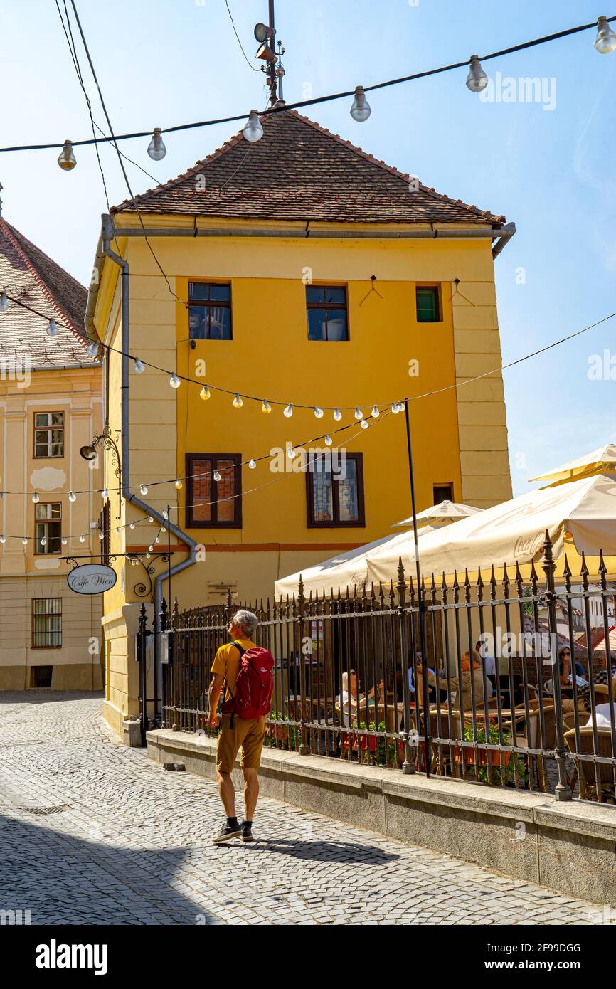Vieille ville de Hermannstadt (Sibiu) Transylvanie, Roumanie Banque D'Images