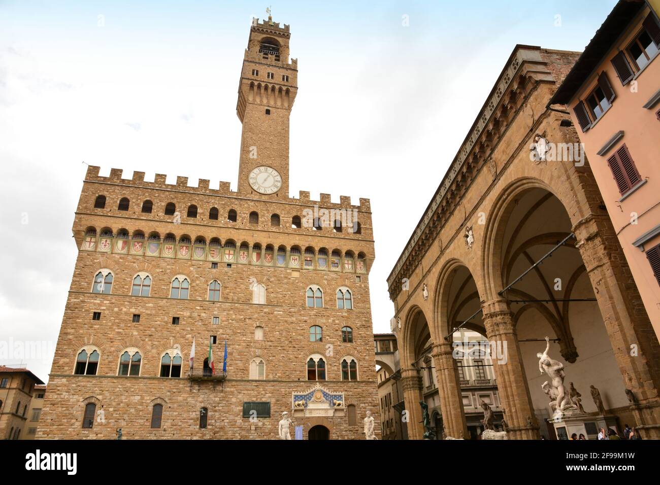 Italie, Florence, le Palazzo Vecchio est l'hôtel de ville, ce palais forteresse est situé place della Signora, il date du 13 ème siècle. Banque D'Images