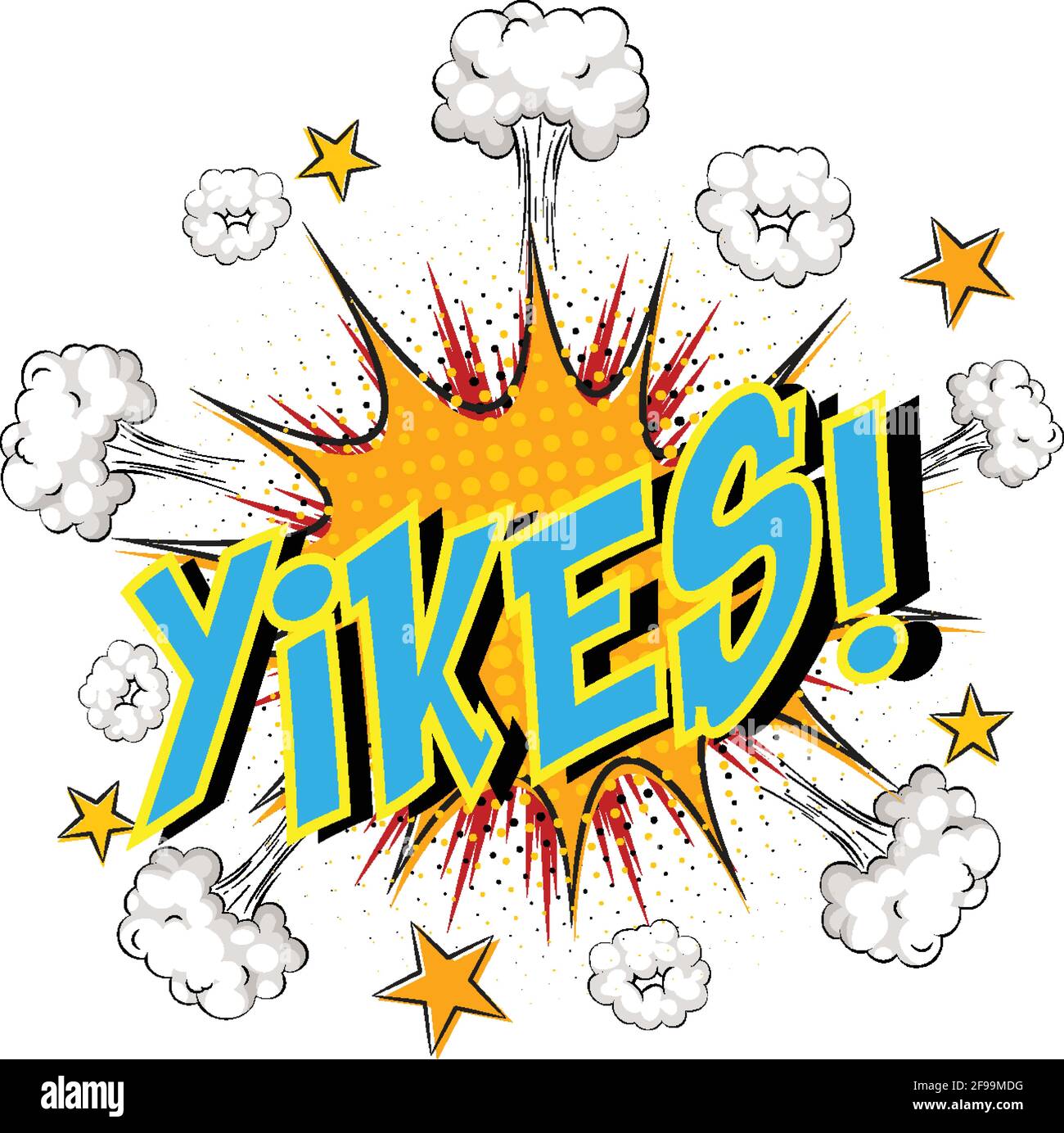 Illustration d'arrière-plan de Word Yikes sur une explosion de nuage comique Illustration de Vecteur