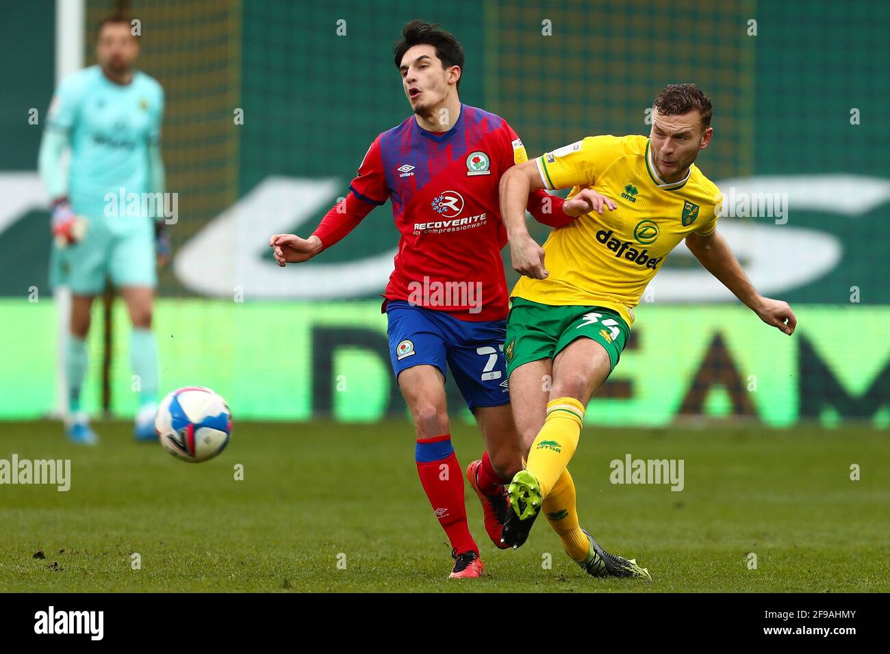 Ben Gibson de Norwich City et John Buckley de Blackburn Rovers- Norwich City et Blackburn Rovers, Sky Bet Championship, Carrow Road, Norwich, Royaume-Uni - 20 mars 2020 usage éditorial seulement - des restrictions DataCo s'appliquent Banque D'Images