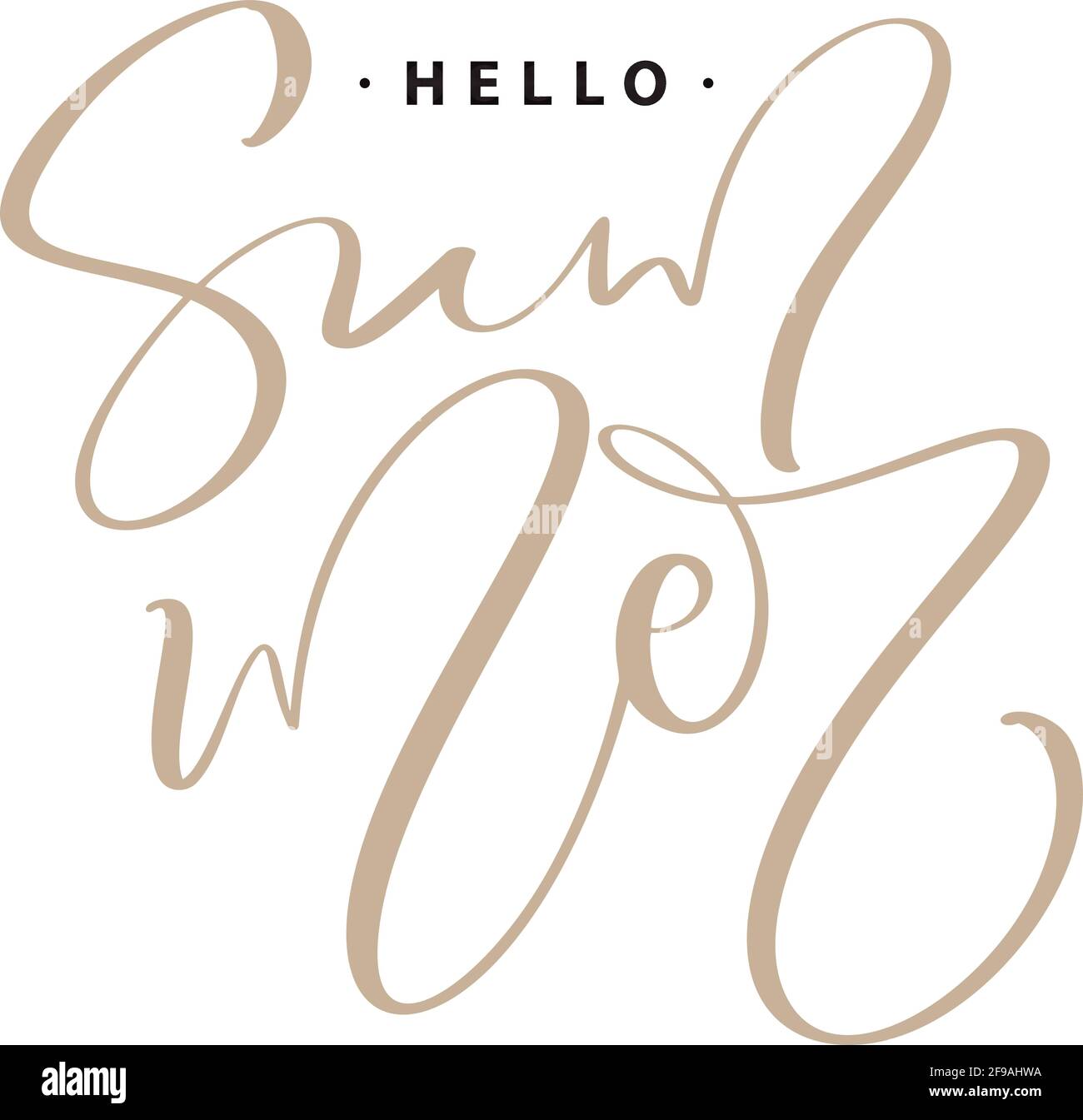 Bonjour été Calligraphie lettrage texte de forme. Vecteur extrait à la main expression isolée. Illustration motif isolé de l'esquisse pour carte de vœux, impression Illustration de Vecteur