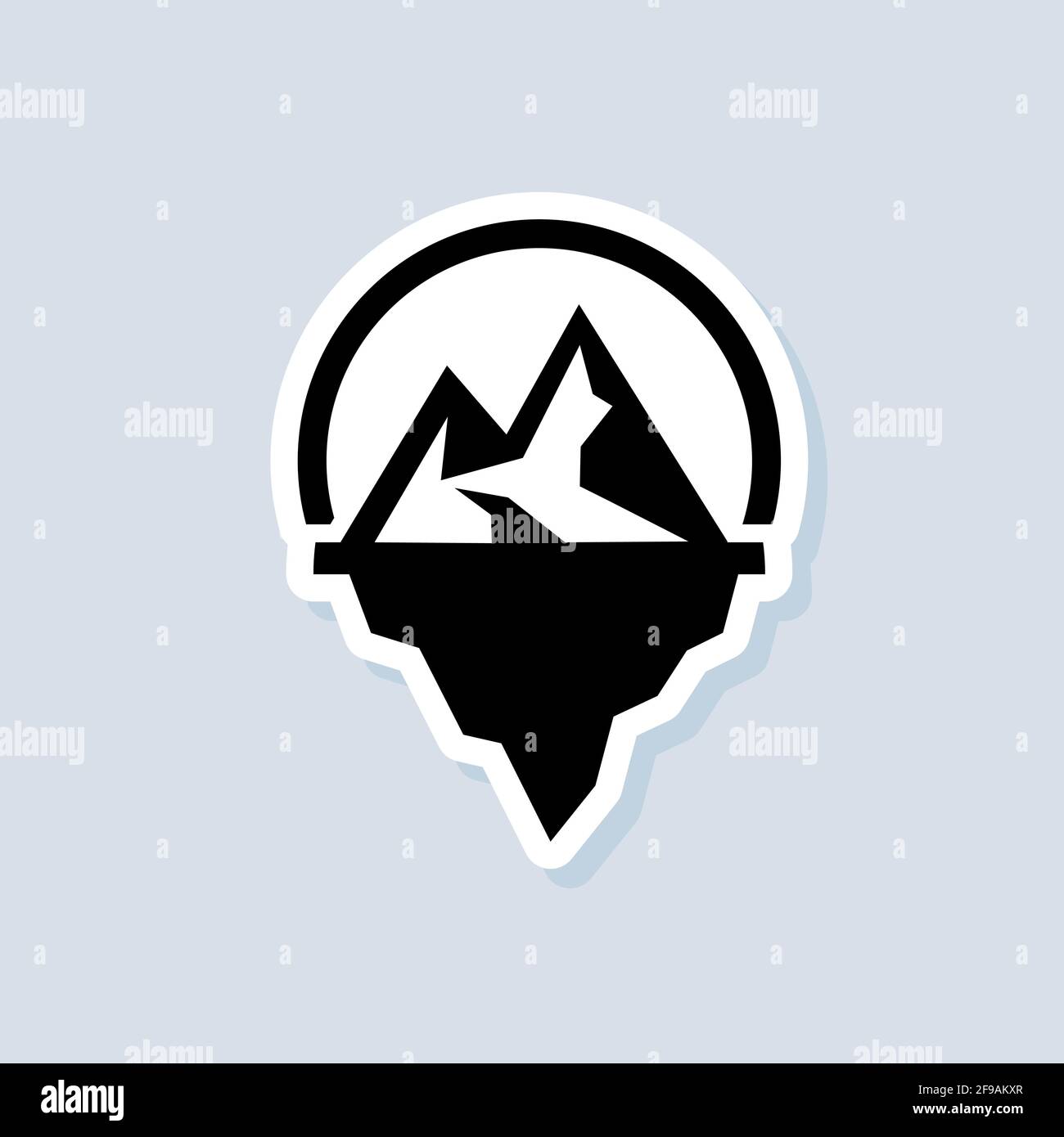 Autocollant géométrique iceberg. Icône iceberg. Icône IU. Montagne de neige dans l'océan. Pic de glace de montagne abstrait. Vecteur sur arrière-plan isolé. SPE 10. Illustration de Vecteur