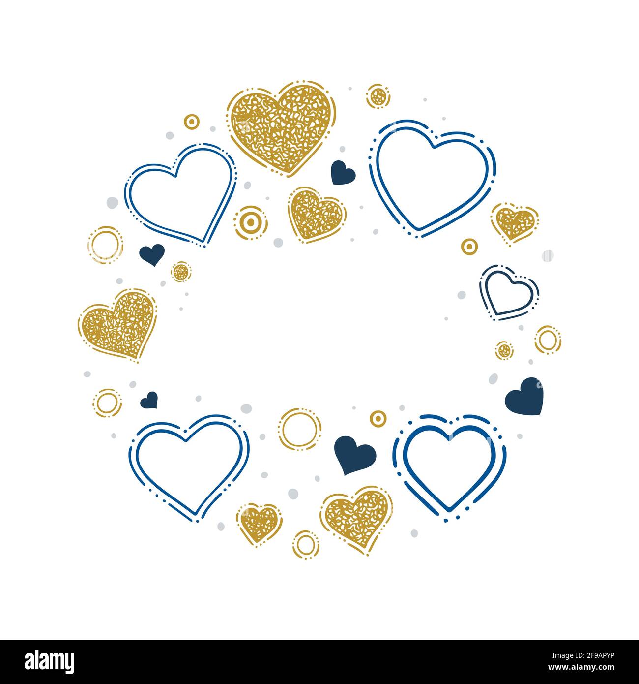 Cœurs. Illustration de coeurs dessinés à la main et d'éléments de conception avec emplacement de texte. Doodle dessinant un arrière-plan romantique avec différents symboles de coeurs. Partie de Illustration de Vecteur
