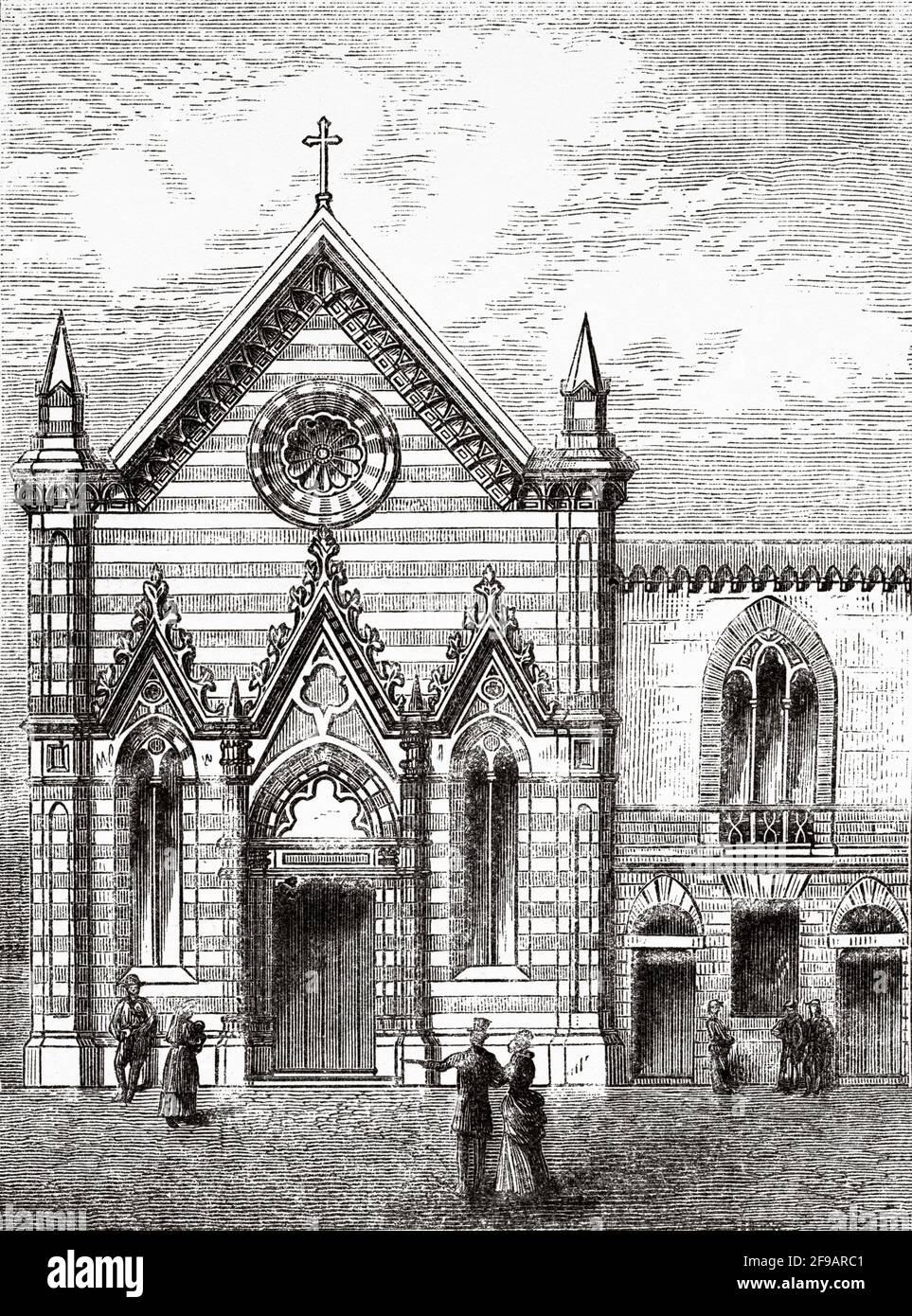 Première église protestante érigée à Rome, fin du XIXe siècle. Italie, Europe. Illustration gravée du XIXe siècle de souvenirs de la réforme en Italie 1883 par John Stoughton (1807-1897) Banque D'Images