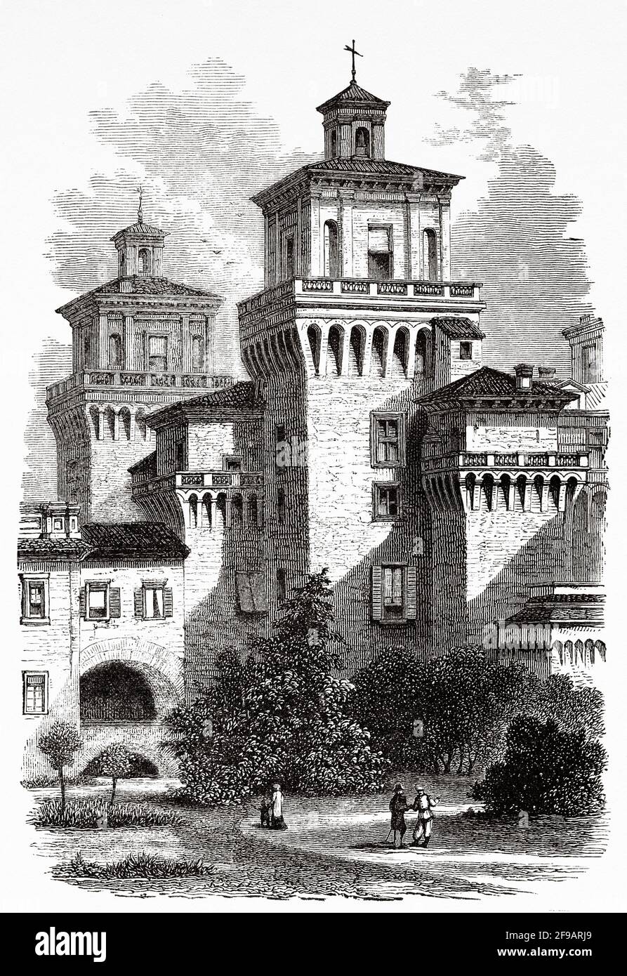 Le Palais Ducal à Ferrara, Émilie-Romagne, fin du XIXe siècle. Italie, Europe. Illustration gravée du XIXe siècle de souvenirs de la réforme en Italie 1883 par John Stoughton (1807-1897) Banque D'Images