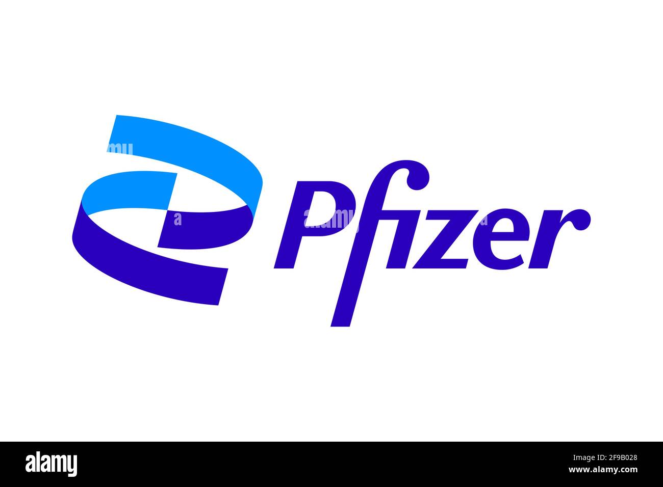 Kharkov, Ukraine - 17 avril 2021 : nouveau logo Pfizer 2021 sur fond blanc isolé, compagnie pharmaceutique de vaccins Banque D'Images