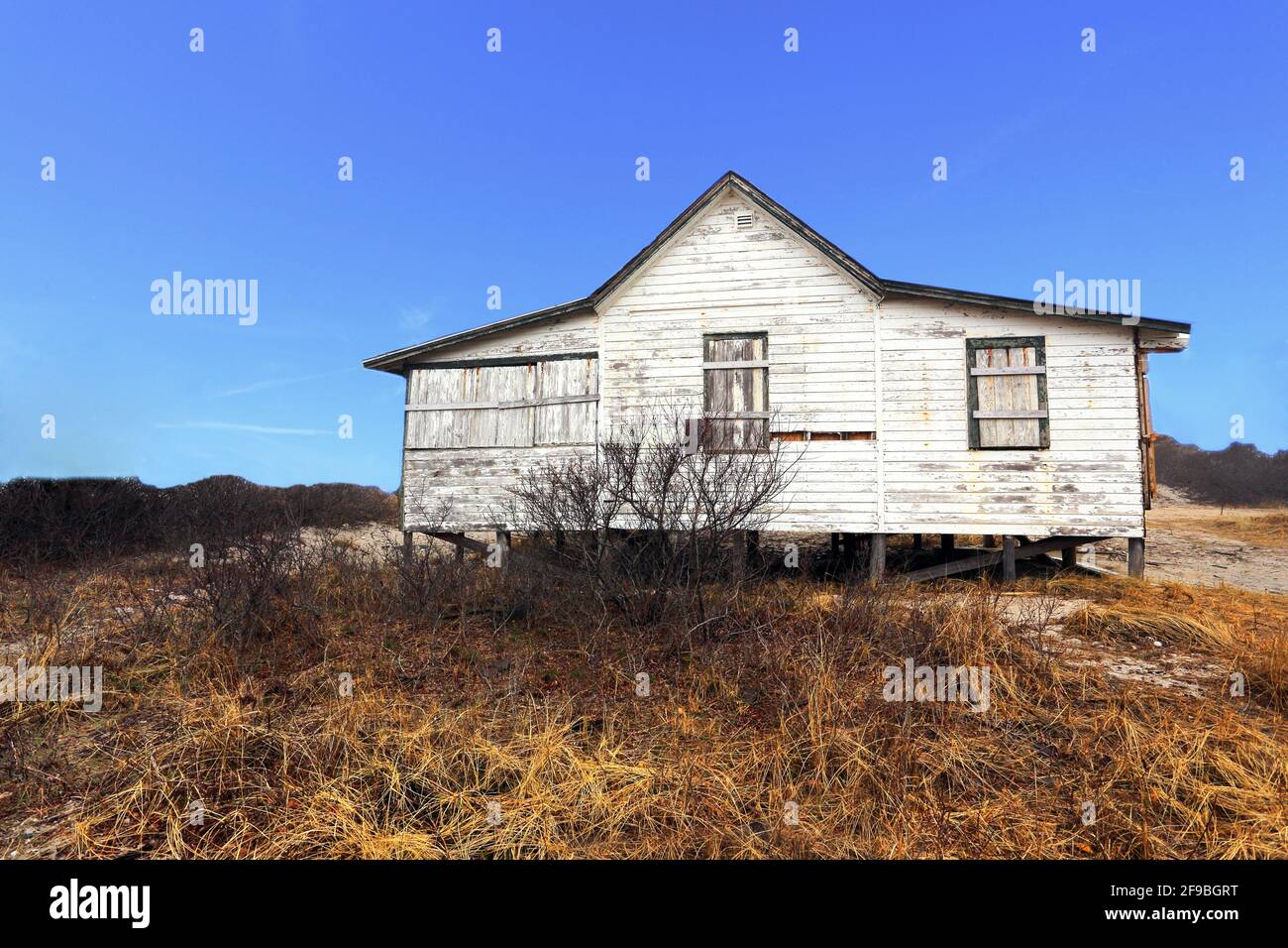 Cottage abandonné West Meadow Beach Stony Brook long Island New York Banque D'Images
