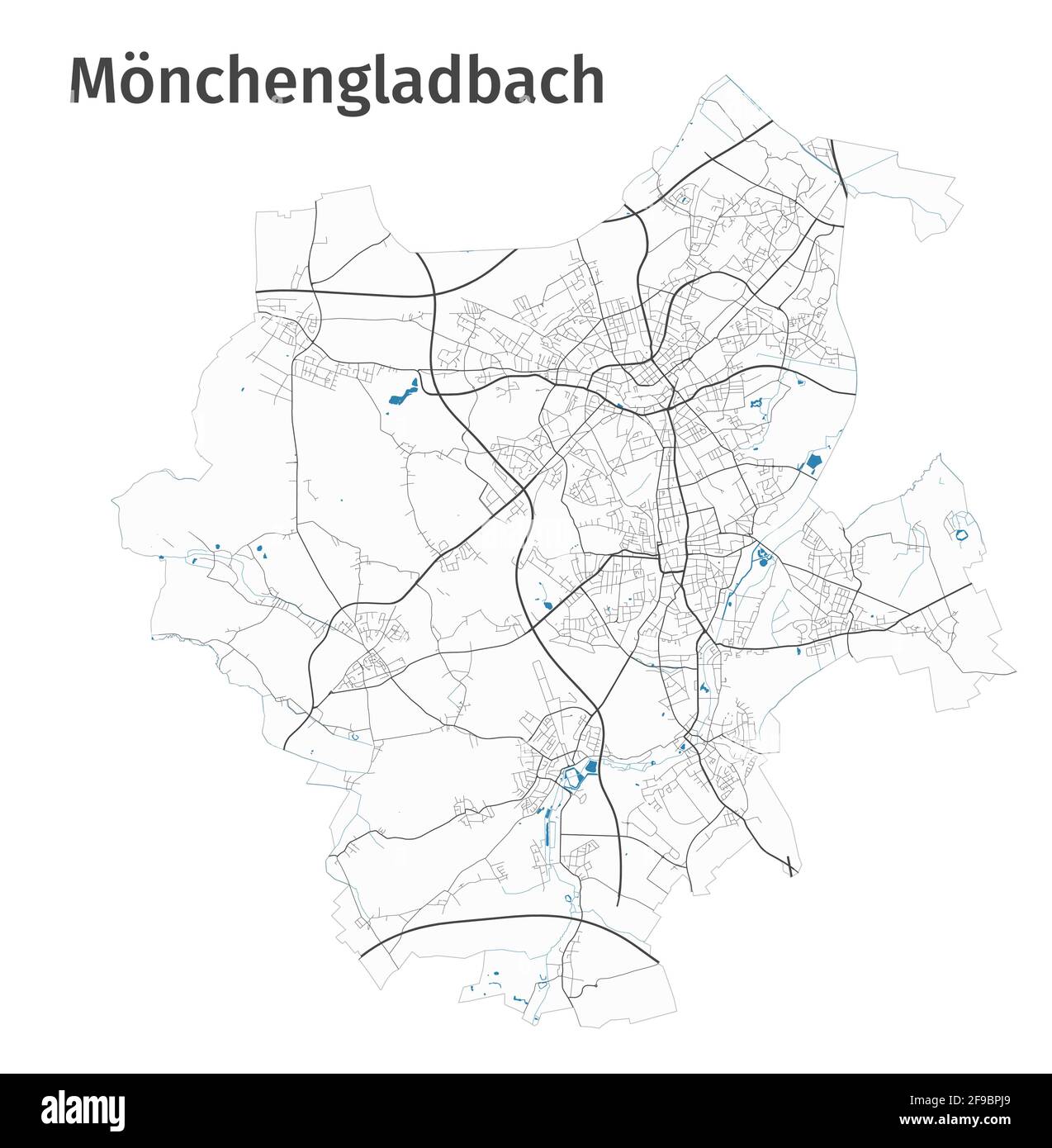 Carte de Monchengladbach. Plan détaillé du quartier administratif de la ville de Monchengladbach. Panorama urbain. Illustration vectorielle libre de droits. Définir la carte avec Illustration de Vecteur