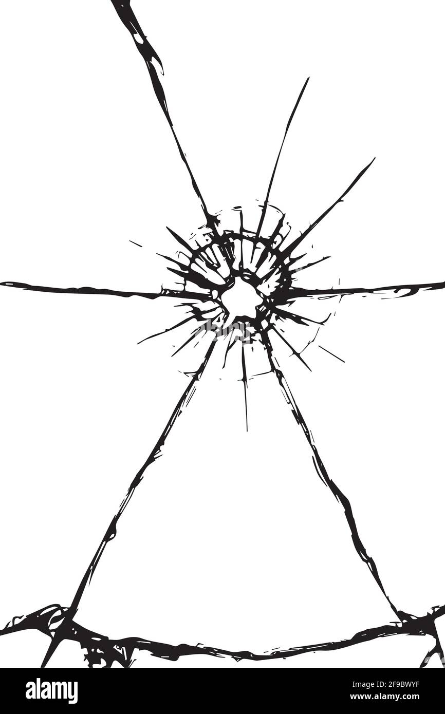 Texture des fissures sur le verre de la grenaille. Verre fissuré pour la conception. Fissures sur fond blanc Illustration de Vecteur