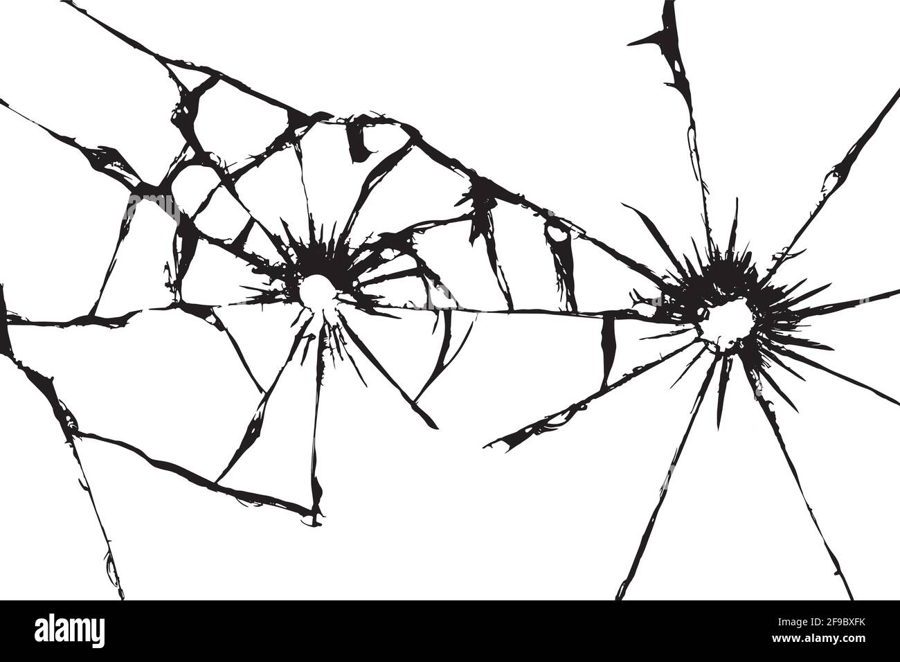 Tirer sur le verre avec des fissures, la texture du pare-brise endommagé fissuré Illustration de Vecteur
