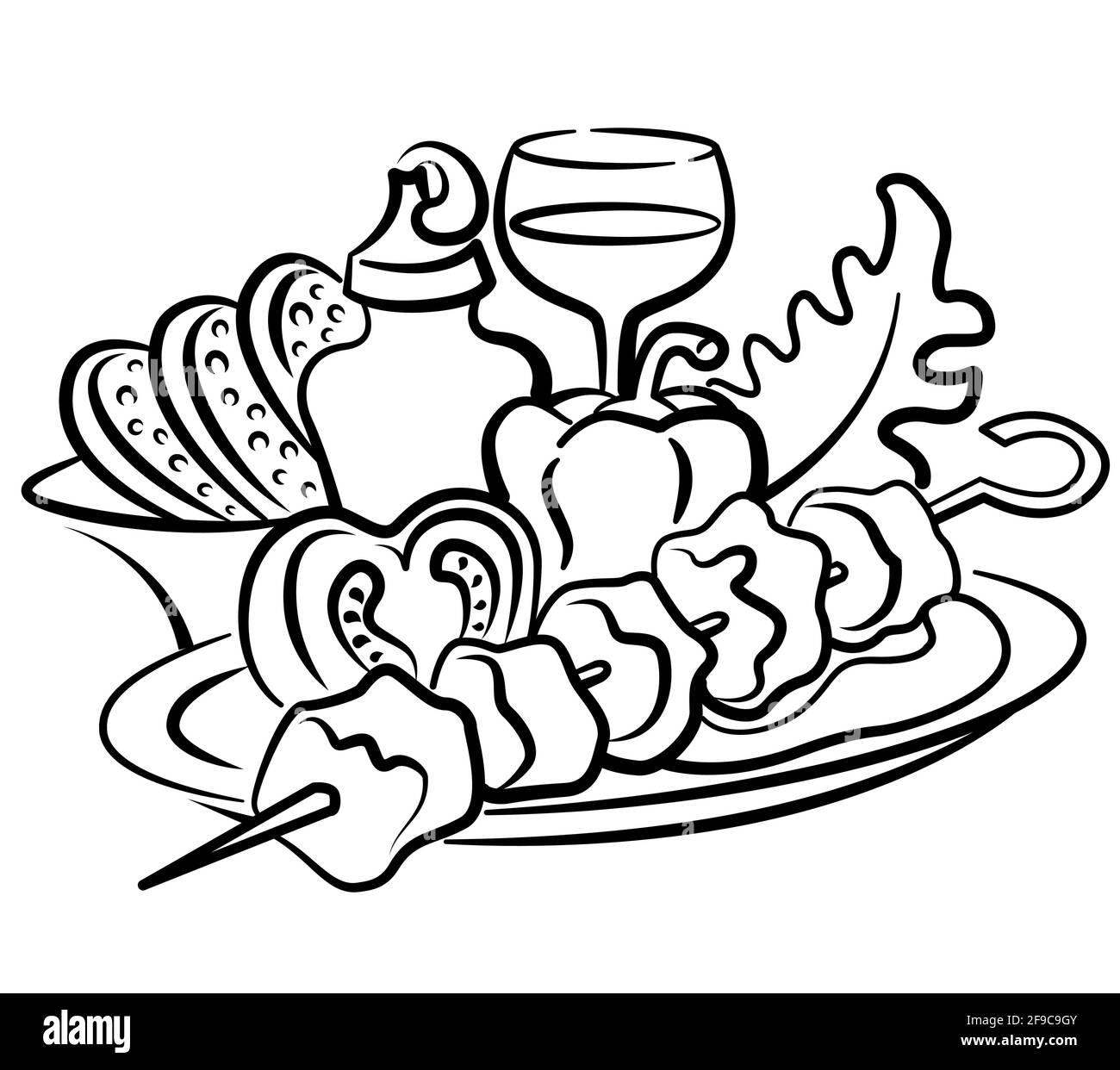dessin du kebab chaud grillé avec du ketchup de tomate, des légumes et de la laitue Illustration de Vecteur dessin du kebab chaud grillé avec du ketchup de tomate, des légumes et de la laitue Illustration de Vecteur