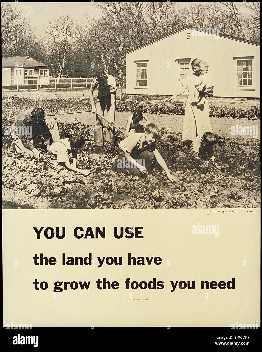 Une affiche de la WW2 américaine favorisant l'autosuffisance et la robe de maison nourriture Banque D'Images