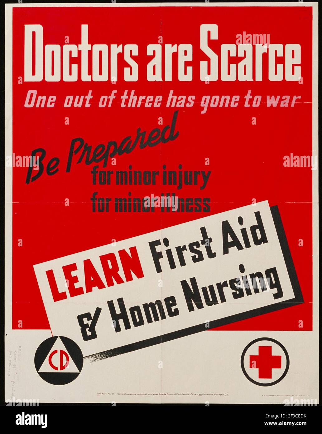 Une affiche de recrutement de la deuxième Guerre mondiale américaine pour les infirmières à la maison Sur le panneau avant Banque D'Images