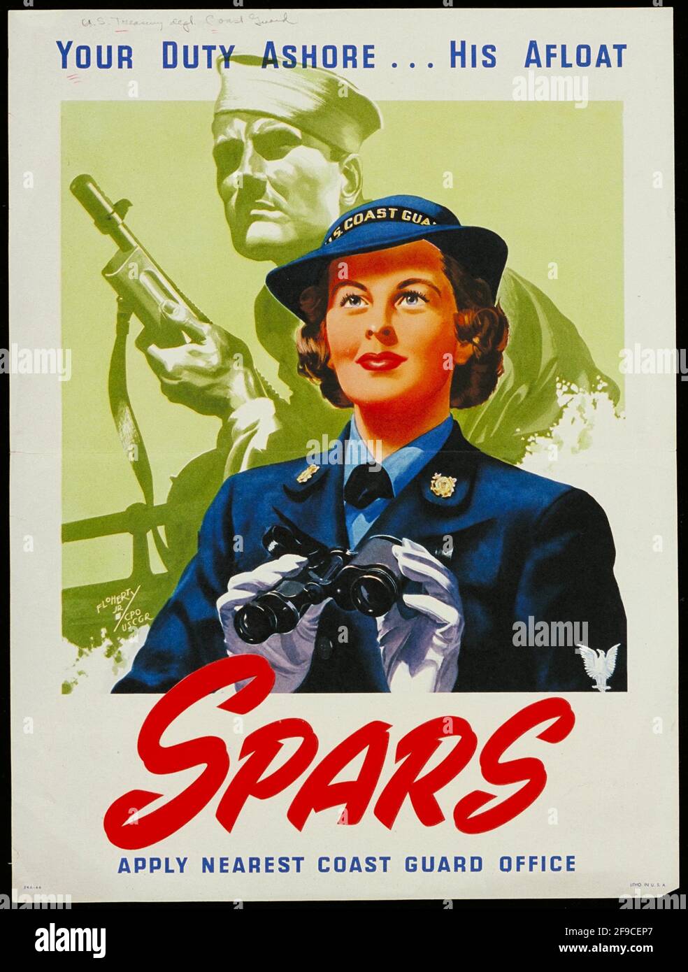 Une affiche de recrutement de la WW2 américaine pour la côte féminine américaine Protège-étincelles Banque D'Images