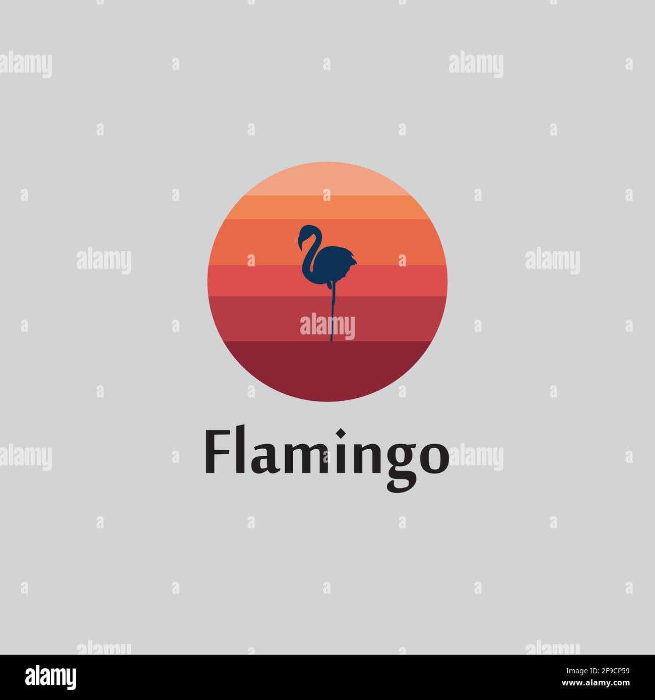 scène silhouette flamingo au logo du coucher du soleil Illustration de Vecteur