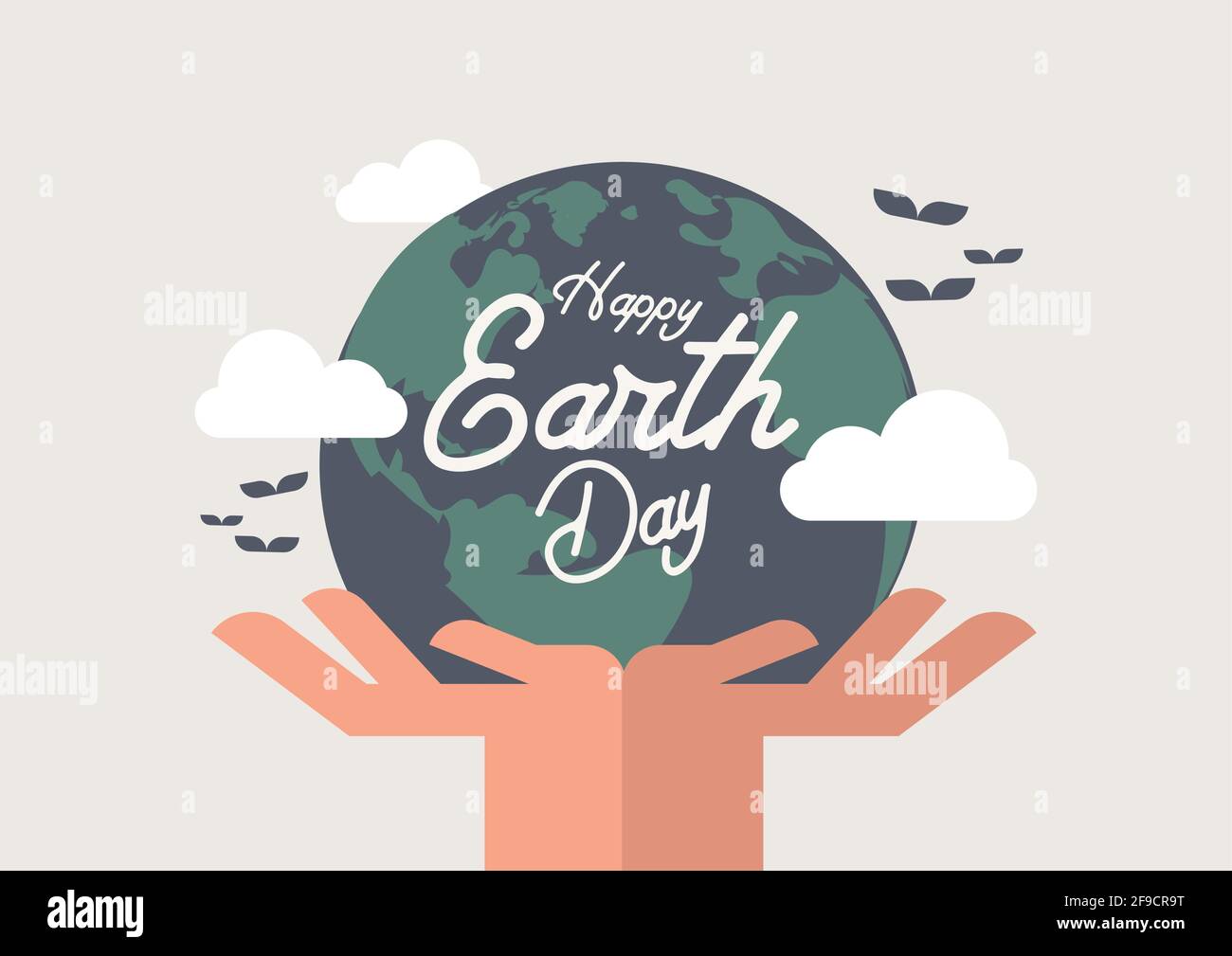 Affiche Happy Earth Day, bannière, vecteur d'illustration à plat Globe in Hands Illustration de Vecteur