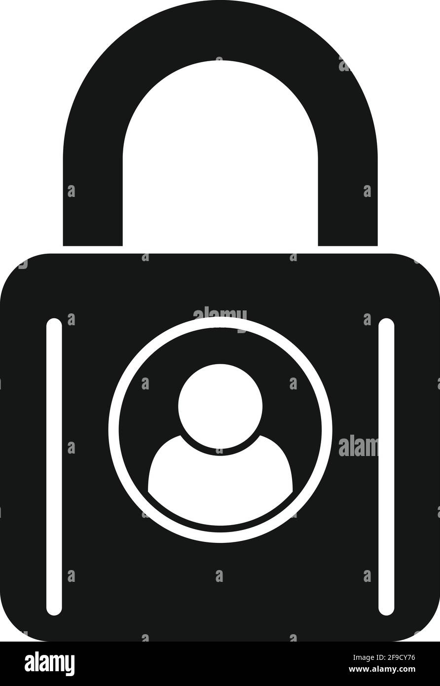 Icône d'informations personnelles verrouillées, style simple Illustration de Vecteur