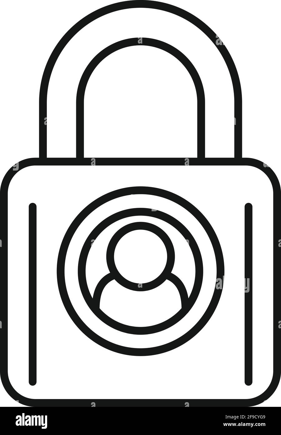 Icône d'informations personnelles verrouillées, style de contour Illustration de Vecteur