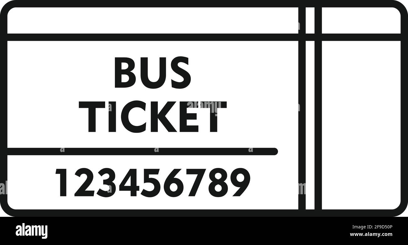 Icône de ticket de bus papier, style de contour Illustration de Vecteur