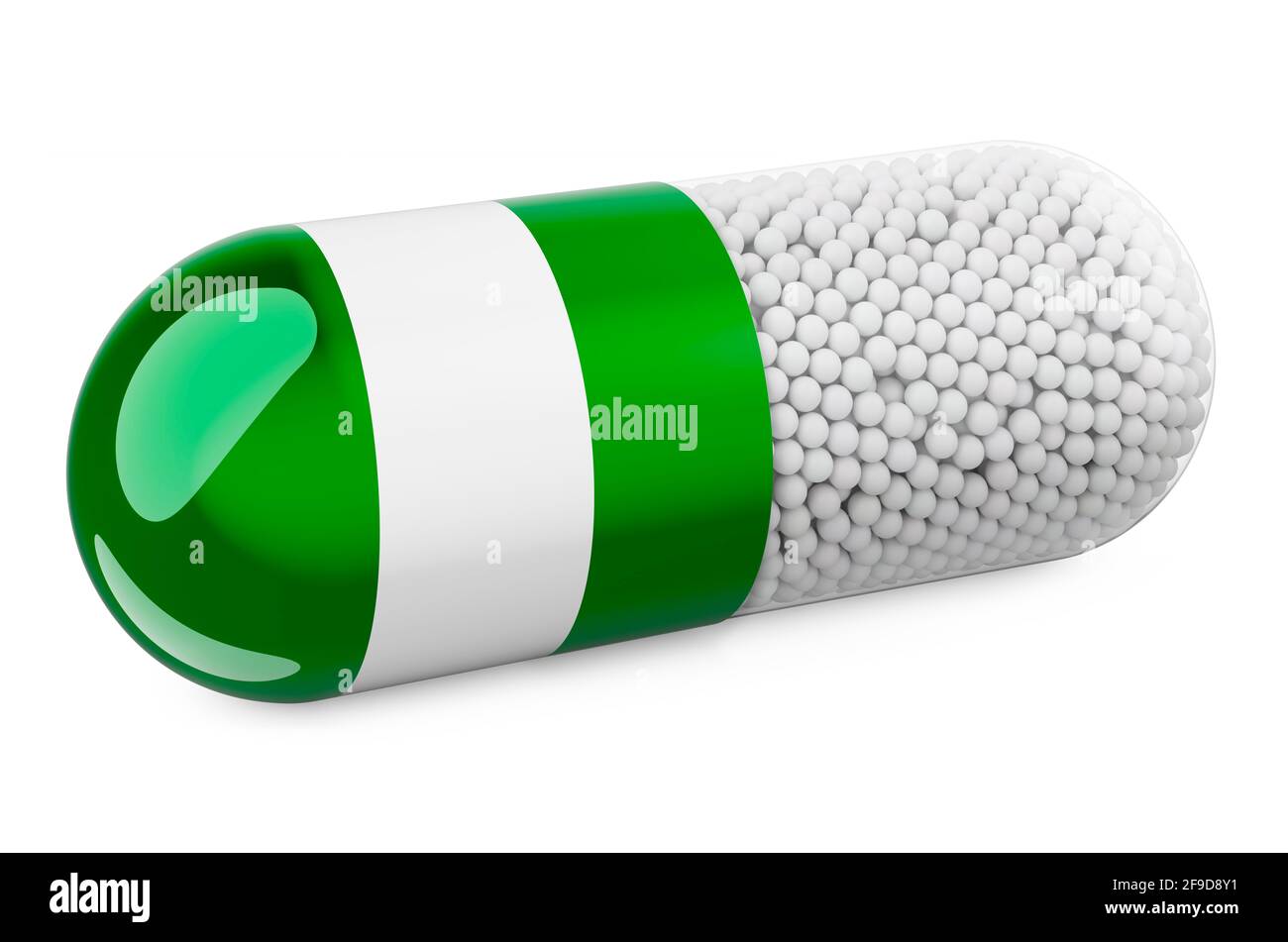 Capsule de pilule avec drapeau nigérian. La santé au Nigeria concept. Rendu 3D isolé sur fond blanc Banque D'Images