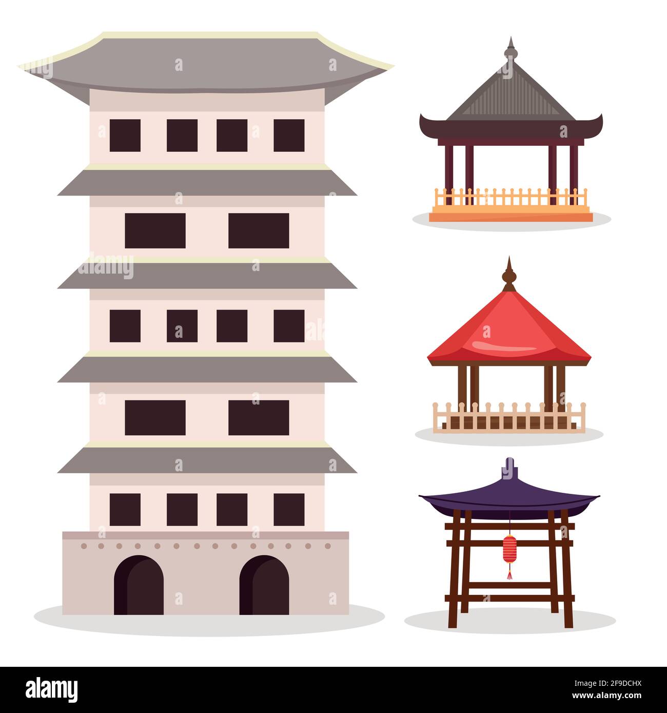 icônes de l'architecture asiatique Illustration de Vecteur