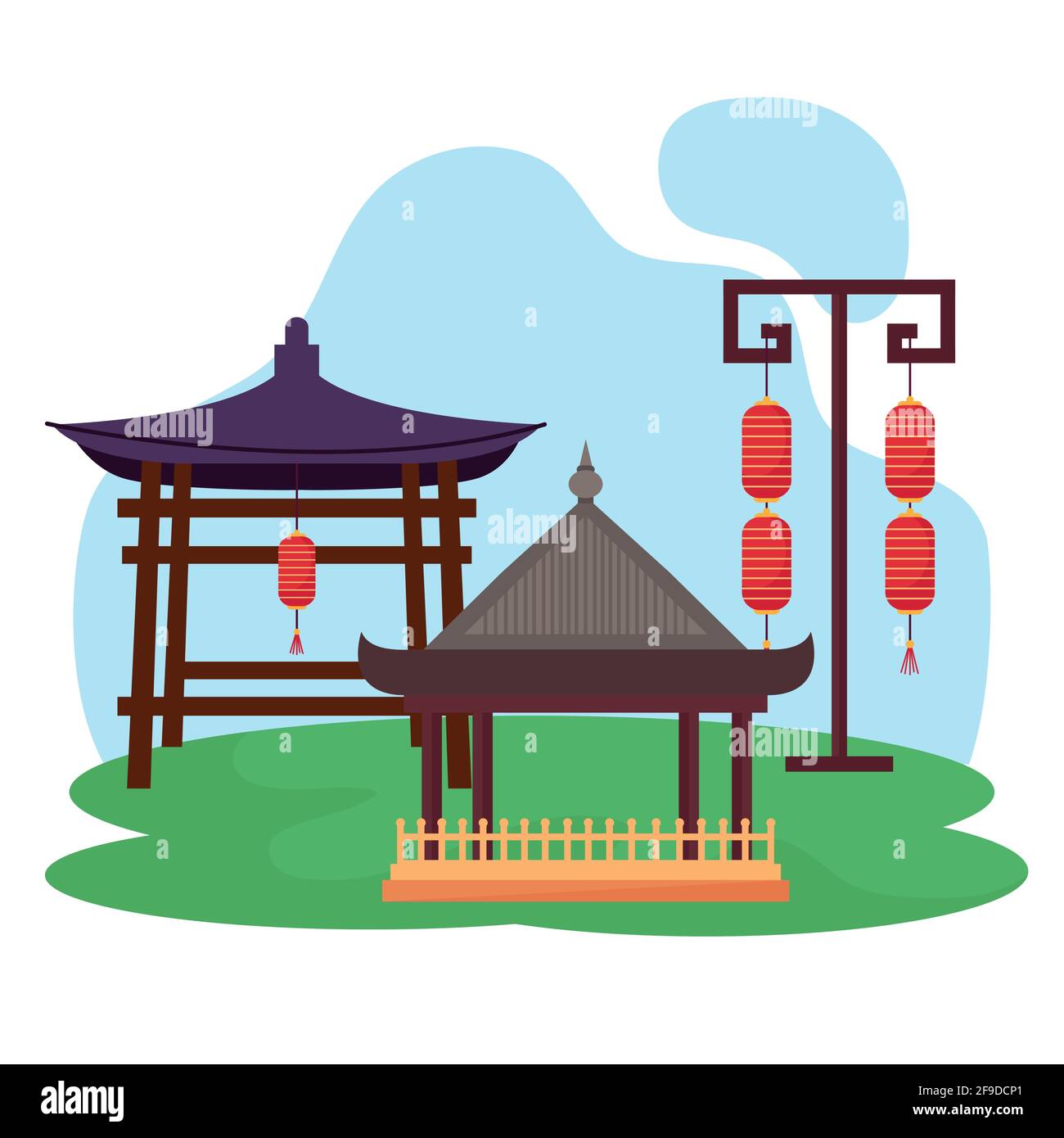 scène de l'architecture asiatique Illustration de Vecteur