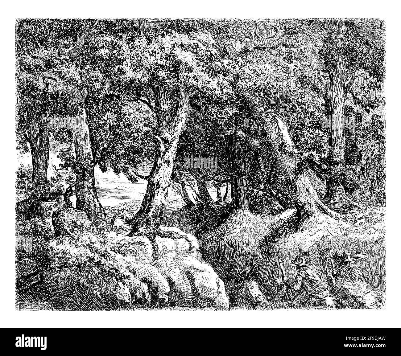 Cavaliers avec des armes à feu dans un chemin creux, Louis Charles Hora Siccama, 1822 - 1880 Banque D'Images