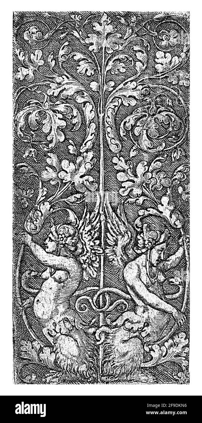 Ornement avec deux sphinx, Monogrammiste AC (XVIe siècle), 1520 - 1562 Banque D'Images