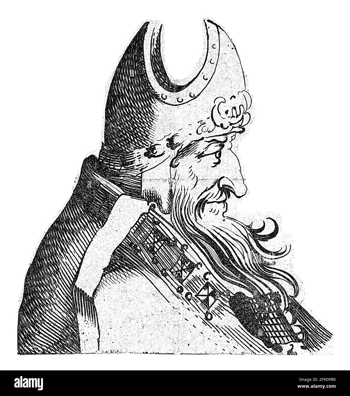 Portrait d'un évêque avec une longue barbe et un onglet sur la tête. La robe épiscopale autour des épaules. Banque D'Images