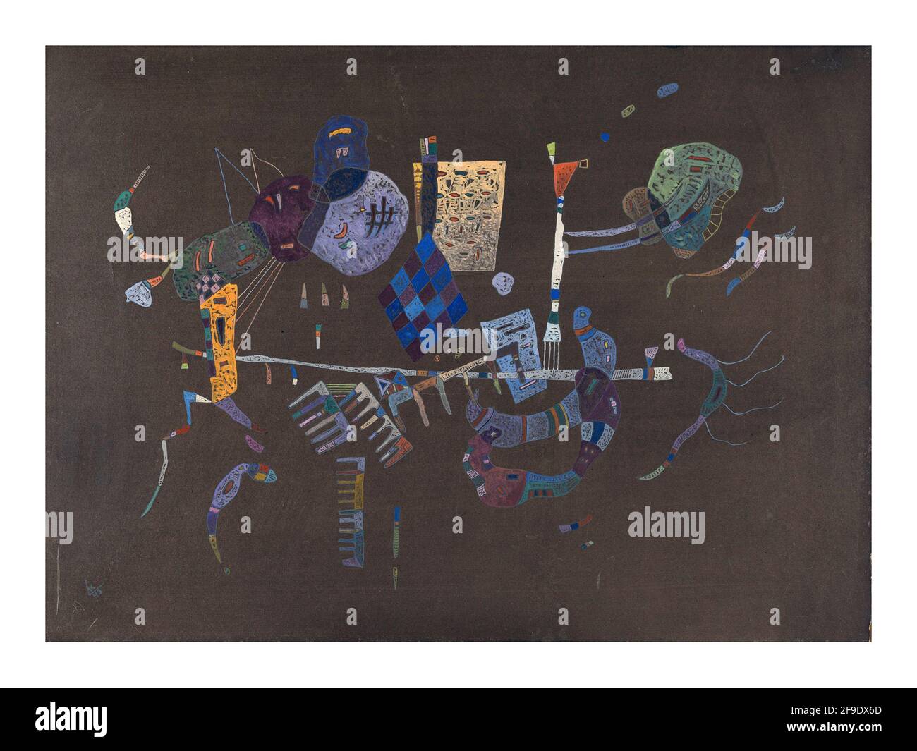 Wassily Kandinsky – autour de la ligne, huile sur carton, 1943 Banque D'Images Wassily Kandinsky – autour de la ligne, huile sur carton, 1943 Banque D'Images