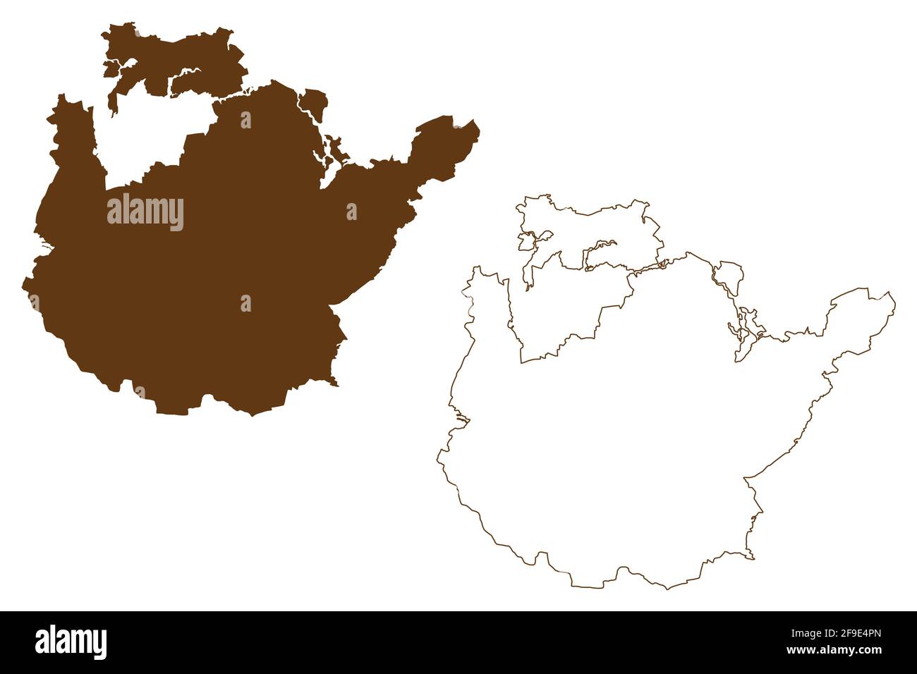 Potsdam-Mittelmark district (République fédérale d'Allemagne, district rural, État de Brandebourg) carte illustration vectorielle, scribble sketch Potsdam Mitte Illustration de Vecteur