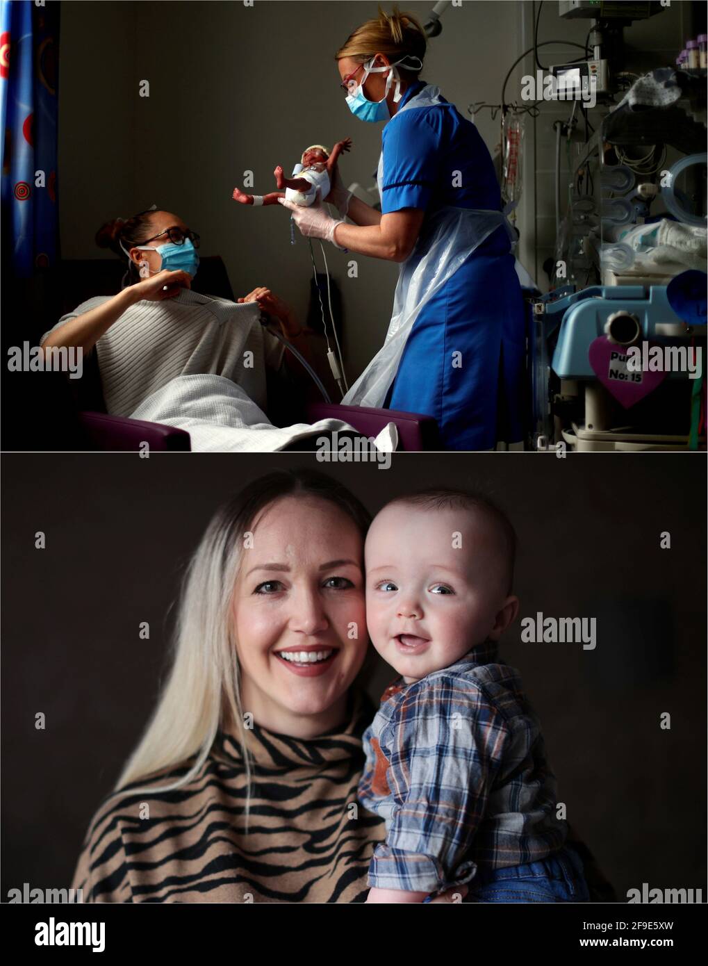 Une Image Combinee Montre L Infirmiere Neonatale Kirsty Hartley Portant Le Bebe Premature Theo Anderson Ne A 28 Semaines Et Pesant 1kg 2lb 4oz Au Cours De La Premiere Vague De La Pandemie Une Image Combinee Montre L Infirmiere Neonatale Kirsty Hartley Portant Le Bebe Premature Theo Anderson Ne A 28 Semaines Et Pesant 1kg 2lb 4oz Au Cours De La Premiere Vague De La Pandemie
