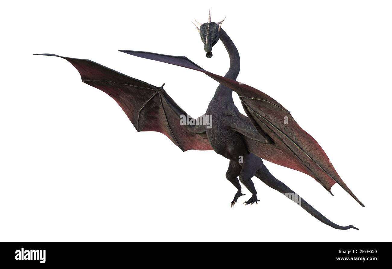 dragon, créature mythique isolée sur fond blanc Banque D'Images