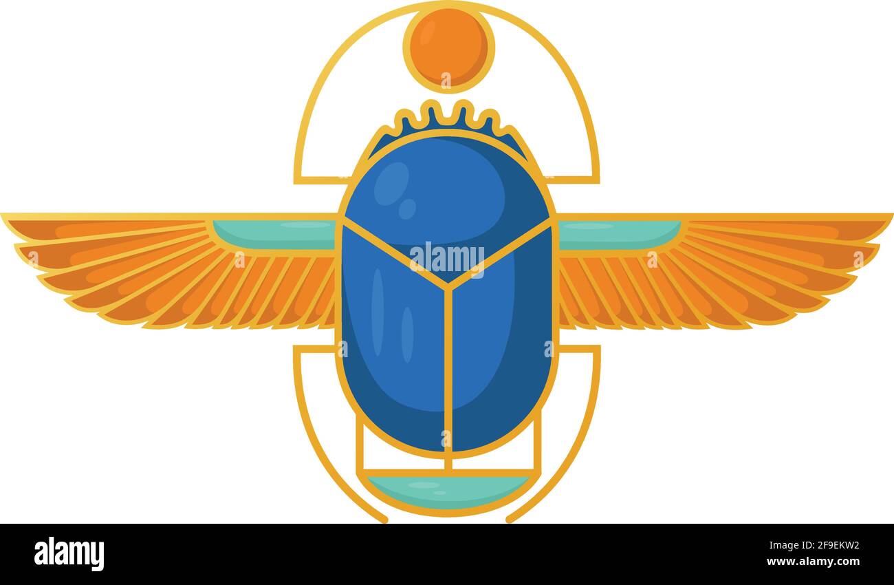 Illustration colorée du scarabée égyptien, personnifiant le dieu Hepri avec des motifs horizontaux sans couture. Symbole des anciens Égyptiens. Illustration de Vecteur