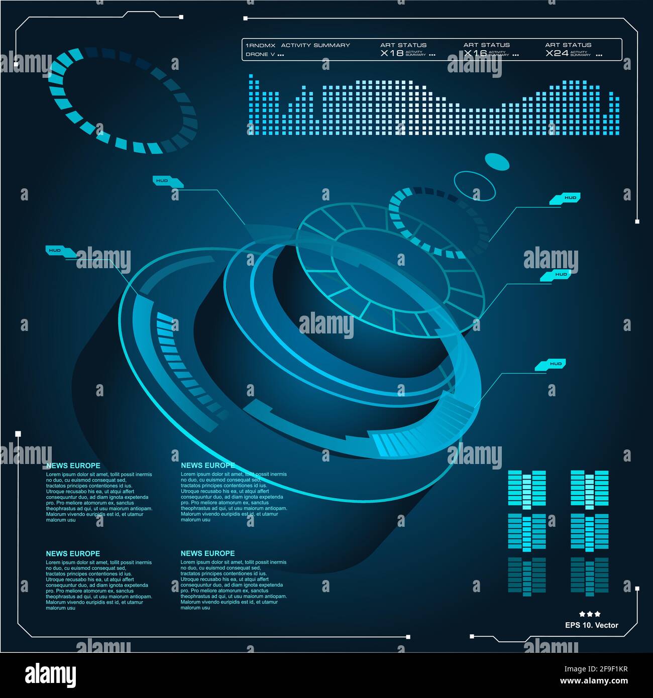 Arrière-plan avec concept futuriste d'interface utilisateur avec éléments hud Illustration de Vecteur