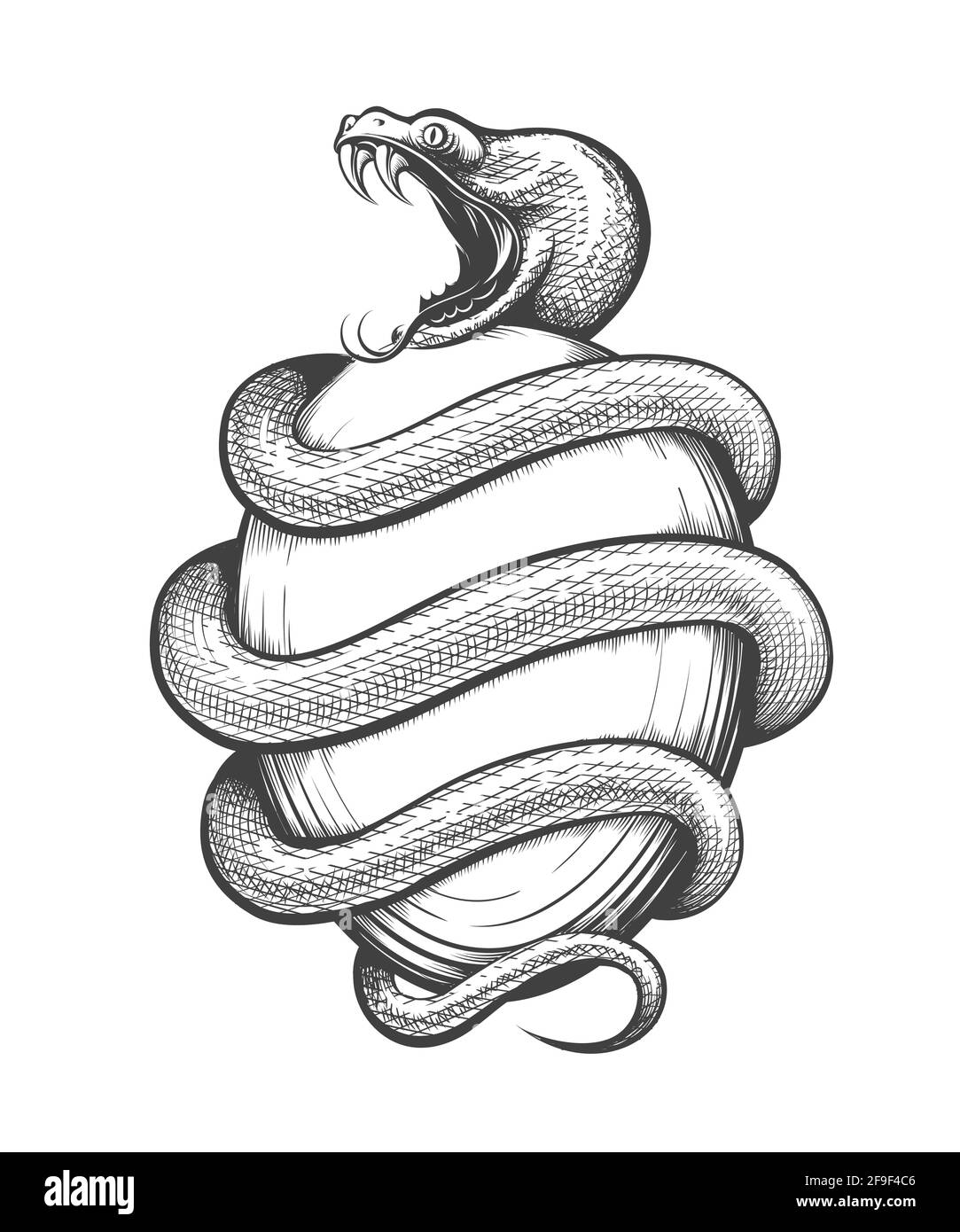 Tatouage de Snake et d'oeuf TheOrphique. Ancienne cosmogonie symbole de la tradition religieuse Orchic. Illustration vectorielle. Illustration de Vecteur