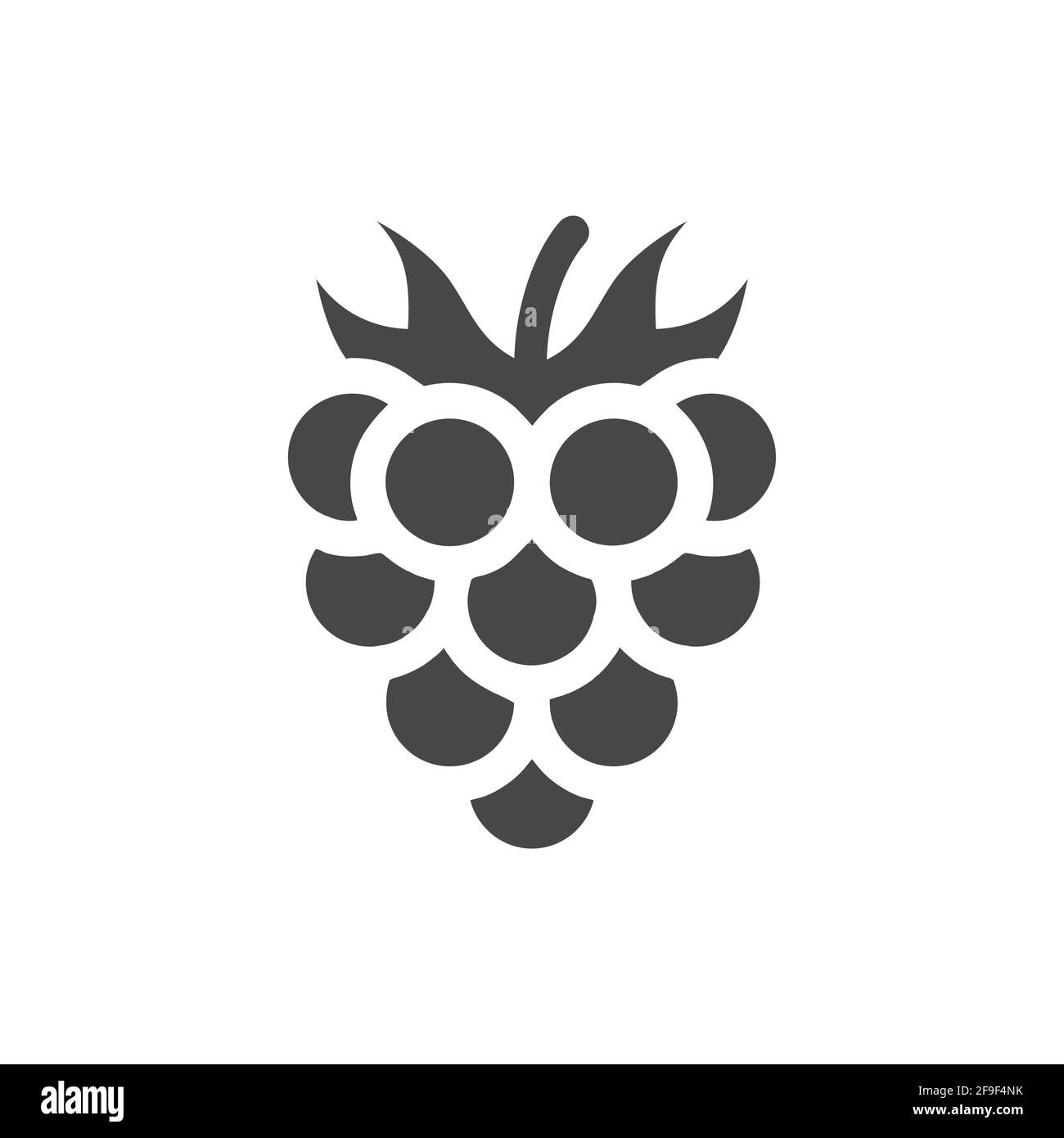 Icône vecteur noir framboise. Symbole de fruit simple avec feuille. Illustration de Vecteur