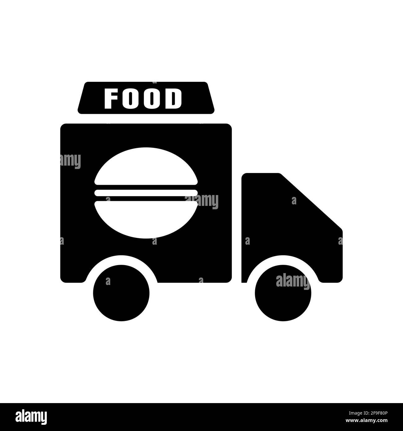 Icône de camion avec alimentation. Icône de camion de livraison de nourriture. Contour modifiable. Vecteur de modèle de conception Banque D'Images