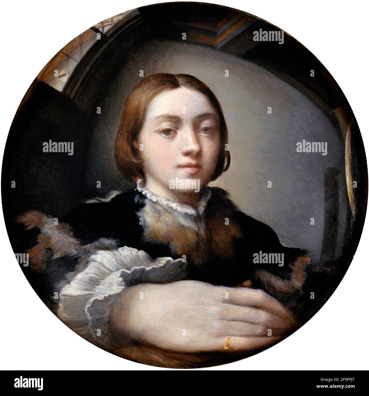 Parmigianino. Autoportrait dans un miroir convexe par le peintre manneriste italien Girolamo Francesco Maria Mazzola (1503-1540), huile sur bois, 1523/4 Banque D'Images