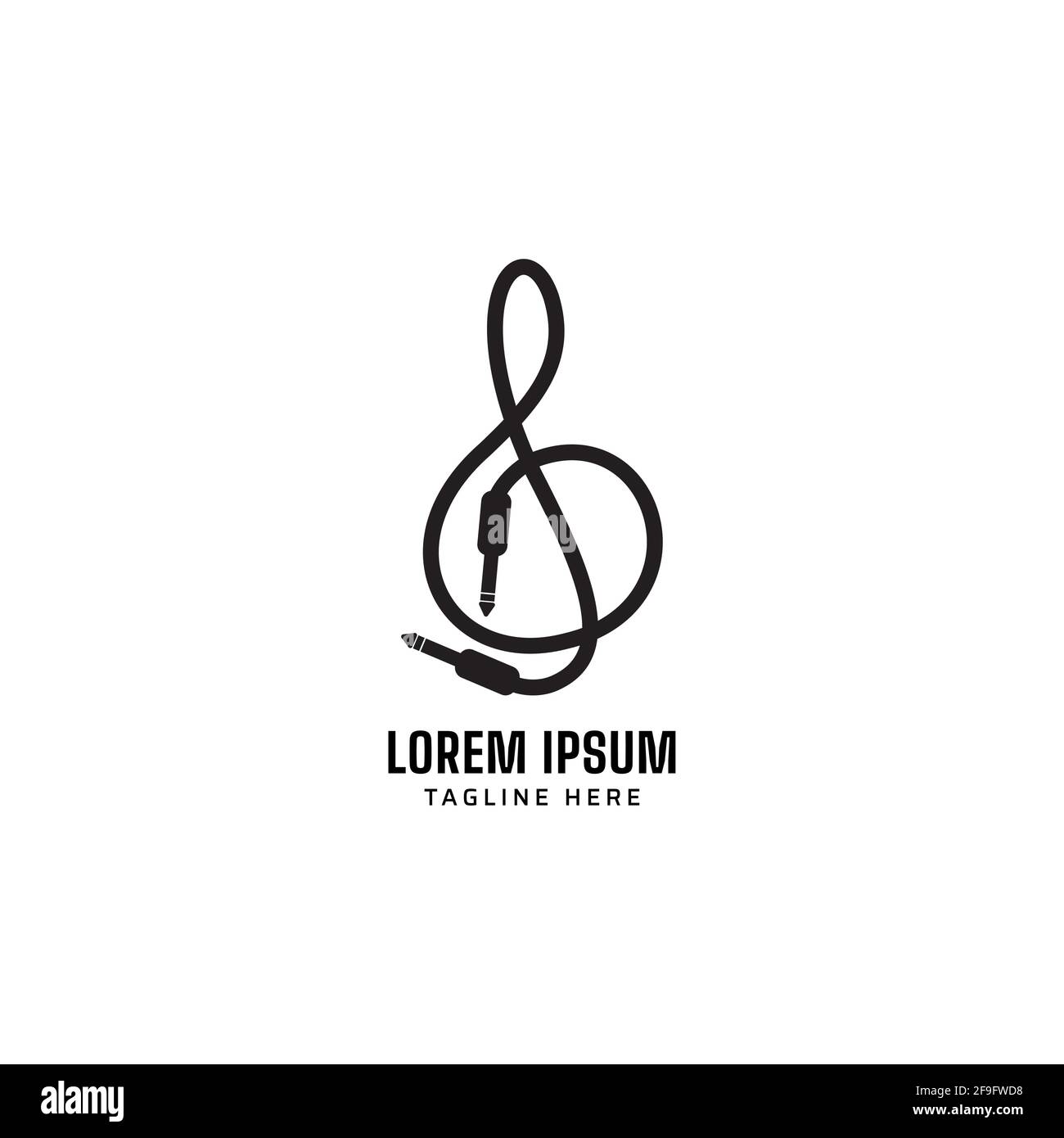 Illustration vectorielle de la prise audio noire. Modèle de logo Analog Music Equipment isolé sur fond blanc. Illustration de Vecteur