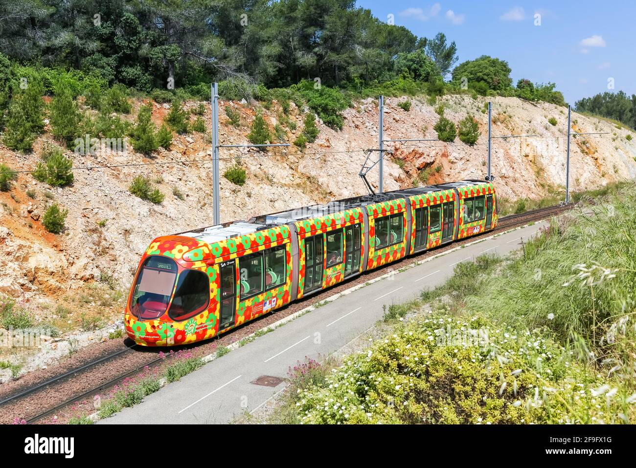Montpellier, France - 24 mai 2015 : tramway tramway de Montpellier transport en commun à Montpellier, France. Banque D'Images