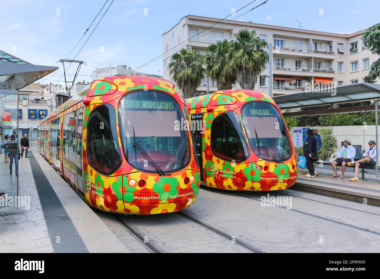 Montpellier, France - 24 mai 2015 : tramway tramway de Montpellier transport en commun à Montpellier, France. Banque D'Images
