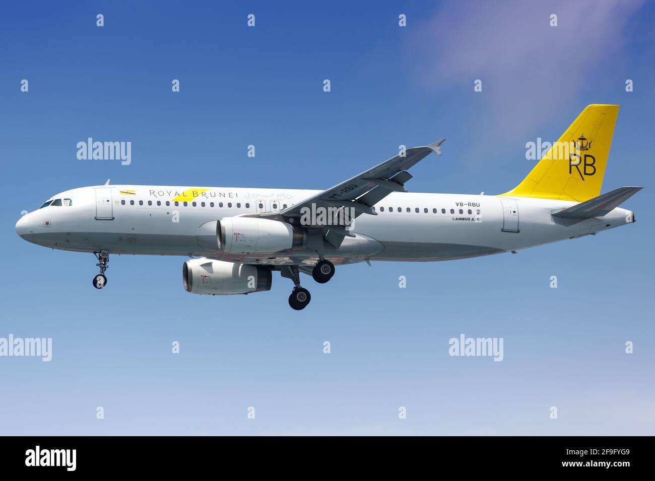 Jakarta, Indonésie - 26 janvier 2018 : avion Royal Brunei Airbus A320 à l'aéroport de Jakarta Soekarno-Hatta (CGK) en Indonésie. Airbus est un ai européen Banque D'Images