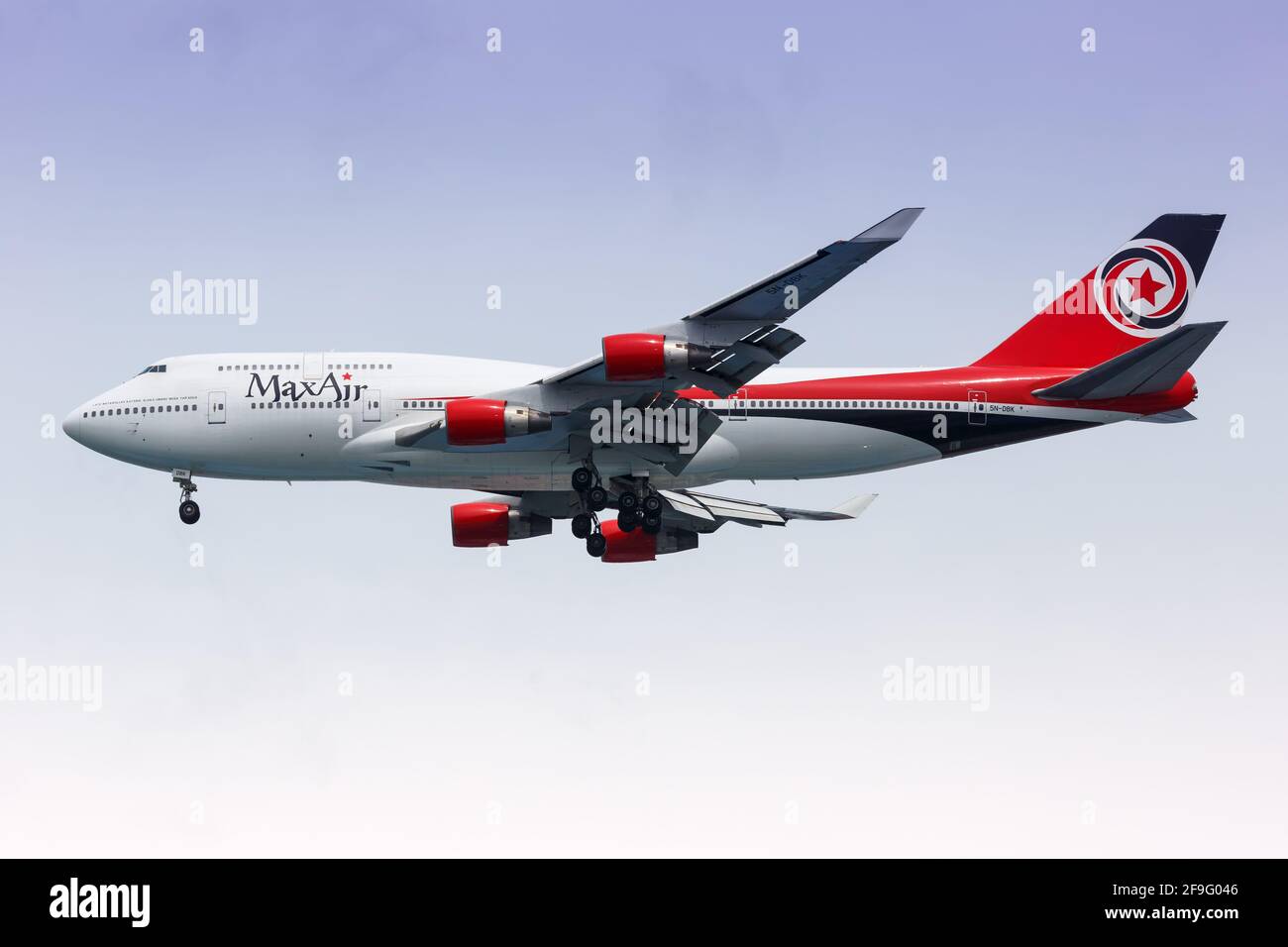 Jakarta, Indonésie - 27 janvier 2018 : avion Boeing 747 Max Air à l'aéroport de Jakarta Soekarno-Hatta (CGK) en Indonésie. Boeing est un aviateur américain Banque D'Images